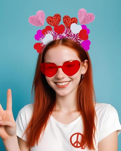 Valentine Heart Headband and Oversized Heart Sunglasses Party Set