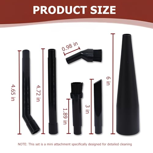 YurMemo 6-Pack Micro Cleaning Nozzle Kit for 1-1/4" Shop Vacuum - Black