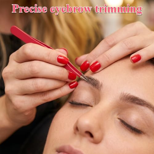 Precision Needle Nose Tweezers Set, 3 Pcs Stainless Steel Fine Point Tweezers for Eyebrows and Facial Hair