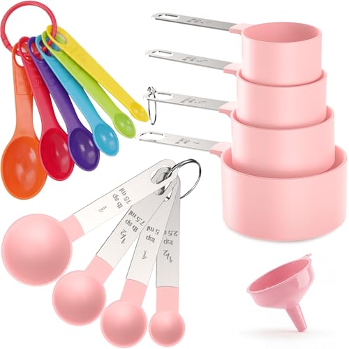15-Piece Measuring Cups and Spoons Set with Stainless Steel Handles - Colorful & Durable