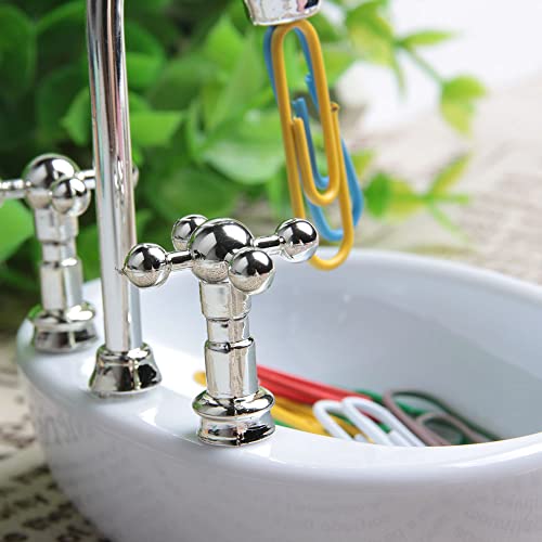 Vanki White Plastic Sink Design Paper Clip Dispenser Holder