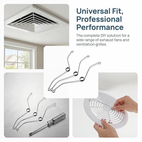 Kisangel 3 Pack Spring Clips for Bathroom Vent Fan Replacement, Metal Torsion Springs for Ceiling Exhaust Fans