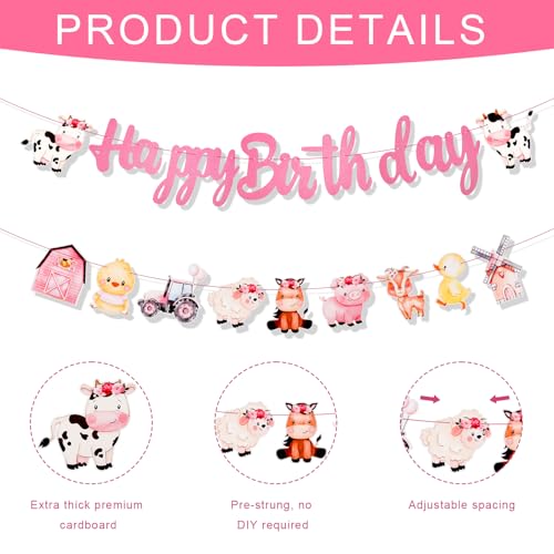 Farm Animal Birthday Banner Set - Pre-Strung Barnyard Decor