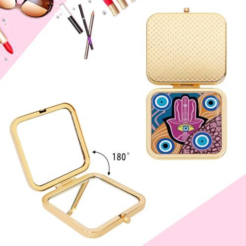 GLINTZ Compact Vanity Mirror Gold - Double-Sided Portable Pocket Makeup Mirror