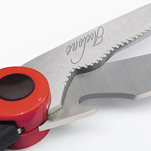Acelone Heavy Duty Kitchen Shears, Ultra Sharp Stainless Steel Scissors - Red & Black
