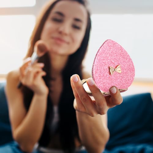 Giantree Cute Heart-Shaped Pocket Makeup Mirror - Portable Double-Sided Compact