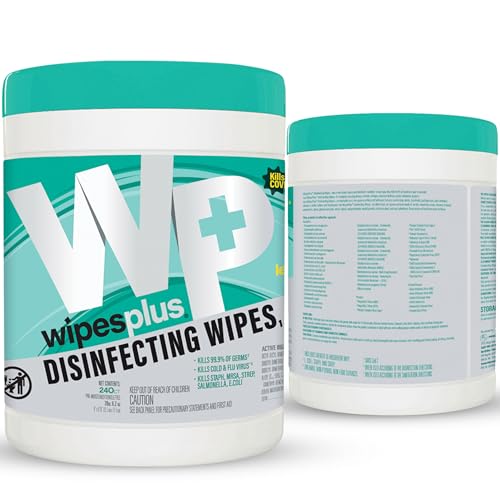 WIPESPLUS Disinfecting Surface Wipes Canister, 240 Count - Bleach-Free Lemon Scent