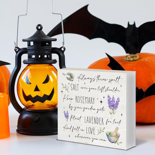 Practical Magic Halloween Wood Sign - Always Throw Salt (Sign 10)
