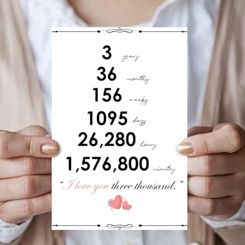 Funny 3 Year Anniversary Card for Couples - 6-Pack