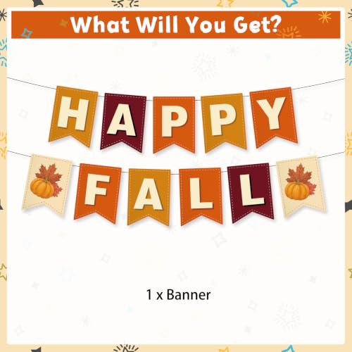 Happy Fall Banner Set - 2pcs Pumpkin Garland for Thanksgiving Decor