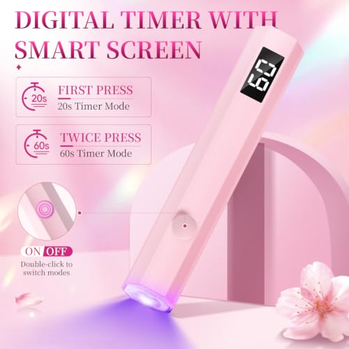 Ranrose Cordless Flash Cure UV Nail Lamp, Portable Handheld LED Light