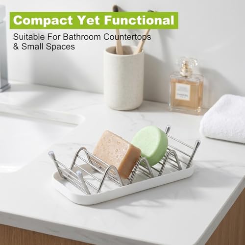 3-Slot Wave Shampoo Bar Holder with Drip Tray & Lather Net