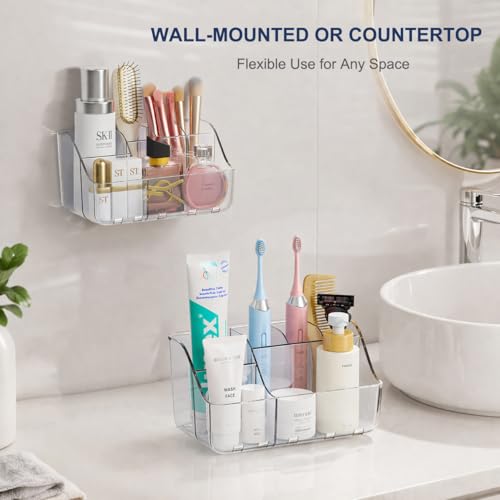 Clear Kids Toothbrush Holder - Wall-Mounted, No-Drill Bathroom Organizer