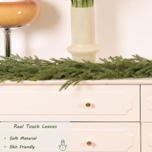 Bellacat 6ft Real Touch Norfolk Pine Garland with Soft Clear Texture Leaves - Green, 2 Pack