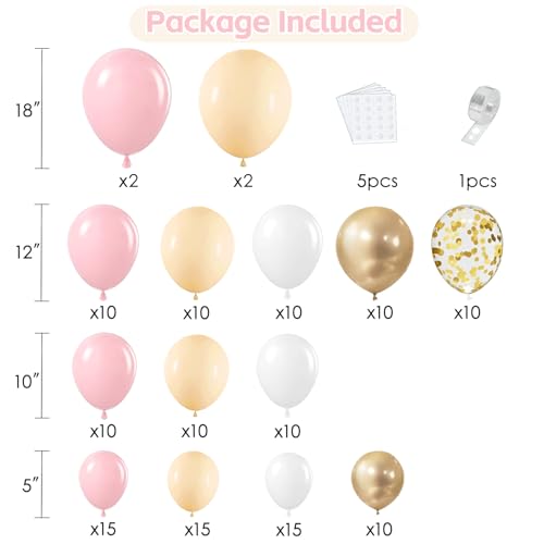 Pink and Gold Balloon Arch Kit - 139 Latex Balloons for Parties