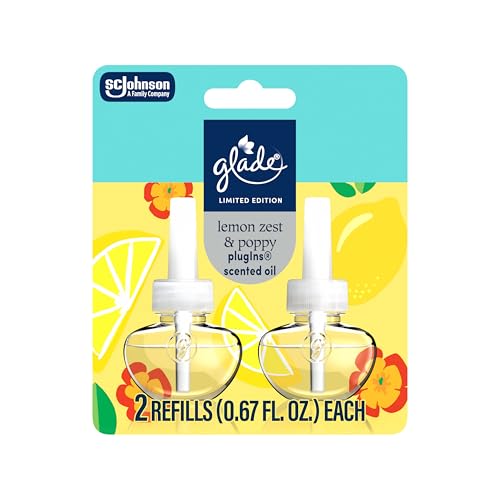 Glade PlugIns Refills Air Freshener, Lemon Zest & Poppy - 1.34 Fl Oz (2 Count)