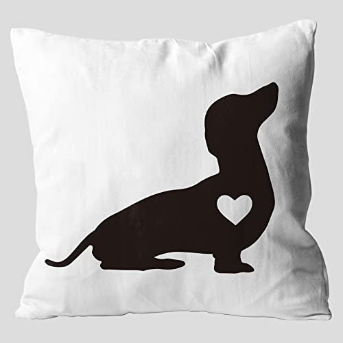 Dachshund Heart Throw Pillow Cover 18x18 Inch Flannel Dog Lover Gift
