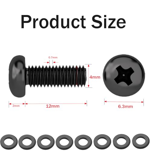 M4 12mm TV/Monitor Wall Mount Screws - VESA Compatible Pack of 8