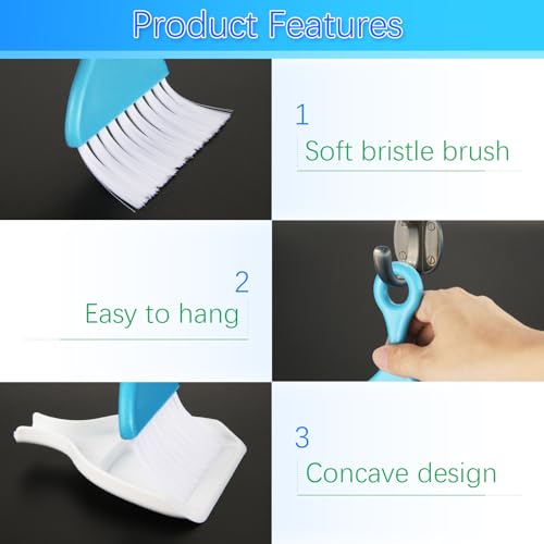 Easecos 3-Piece Mini Dustpan and Hand Broom Set for Desktop and Keyboard