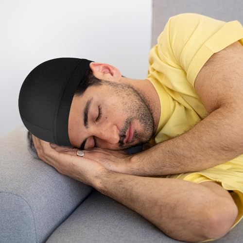 4 Pcs Wave Cap,Polyester Silk Skull Cap Breathable Helmet Liner Wave Caps for 360 540 723 Waves,Black