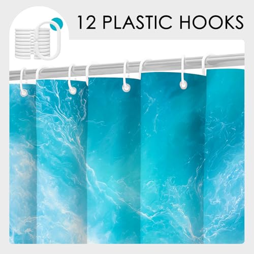 Mocsicka Blue Marble Ocean Shower Curtain, 71x71 Inch Coastal Beach Decor