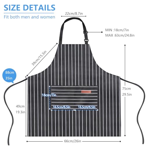Adjustable Unisex Kitchen Aprons - 2 Pack with Large Pockets
