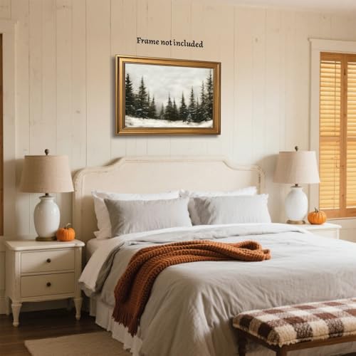 Winter Pine Forest Canvas Wall Art Rustic Christmas Landscape Print 8x12