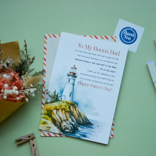 Heartfelt Father's Day Card for Bonus Dad with Seal & Envelope
