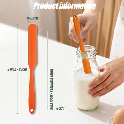 LEKAYIHU 2-Pack 9-Inch Silicone Jar Spatula Set - Heat-Resistant Kitchen Tool for Jam & Peanut Butter
