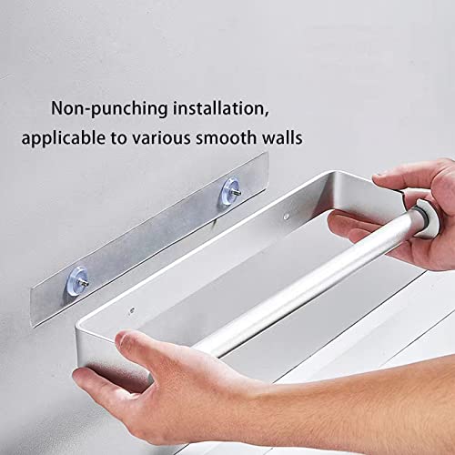 Aheucndg Wall Mount Paper Towel Holder - Silver, Self-Adhesive or Drill