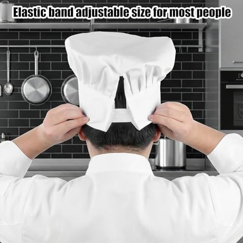 White Half-Apron and Chef Hat Set for Cooking & Baking