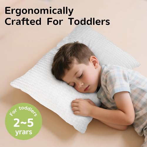 Toddler Pillow 13x18 Inch with Washable Cover for Ages 2-5