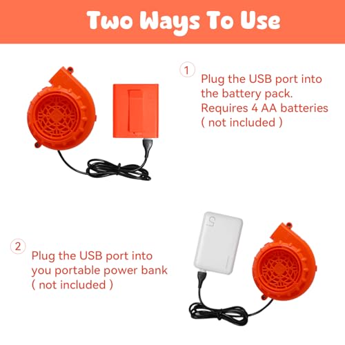 Orange Stegosaurus Mini Fan for Inflatable Dinosaur & Alien Costumes USB/Battery Powered