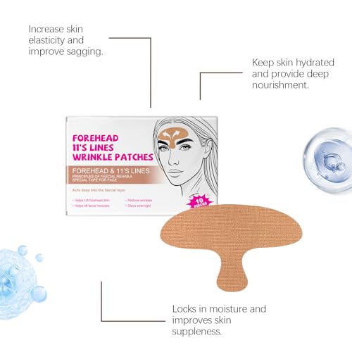 BEUKING Forehead Wrinkle Patches 10 Pack - Anti-Aging Hyaluronic Acid & Collagen Treatment