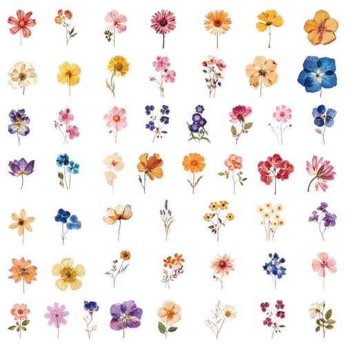 50 Pcs Waterproof Pressed Dried Flower Stickers for Journaling