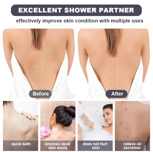 Exfoliating Back Scrubber for Shower, 37 Inch Body Washer with Handles
