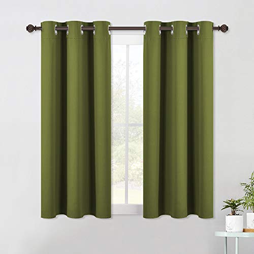 NICETOWN Olive Green Blackout Curtains, 34" x 40", Set of 2