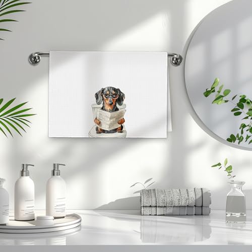 Dachshund Hand Towels Set of 2 - Funny Weiner Dog Bathroom & Kitchen Decor