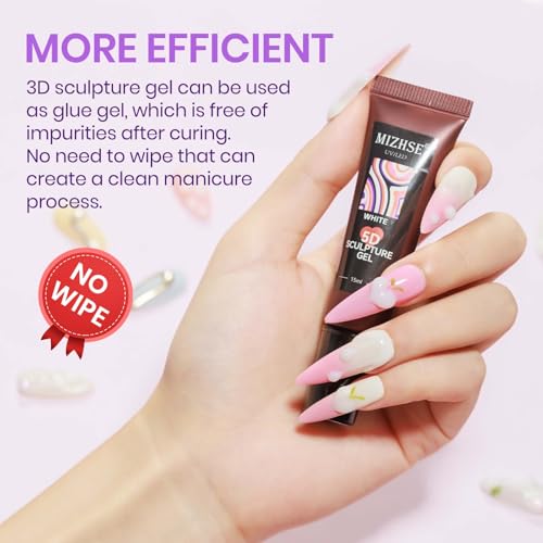 MIZHSE 3D Nail Sculpting Gel - 15ml Milky White Carving Molding Gel