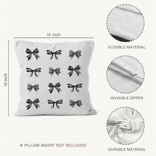 Black Bow Throw Pillow Cover 18x18 | Girly Room Decor