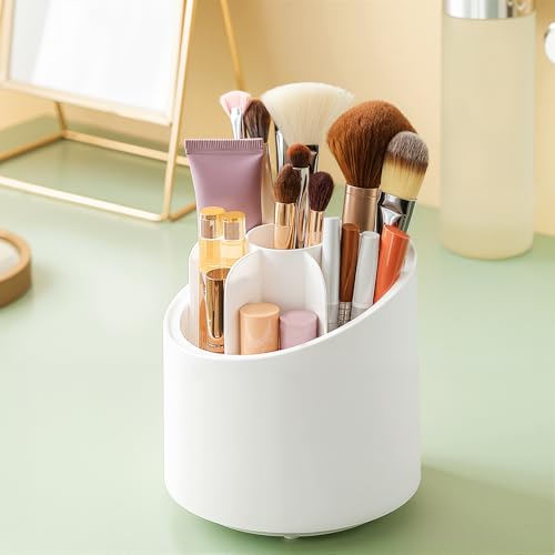 Zylkorb 360 Rotating Makeup Brush Holder Organizer with 6 Compartments
