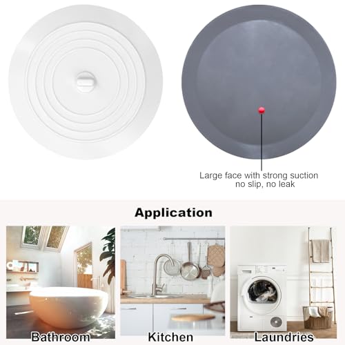 V-TOP Silicone Bathtub Drain Stopper, 5-Inch 2-Pack, Universal