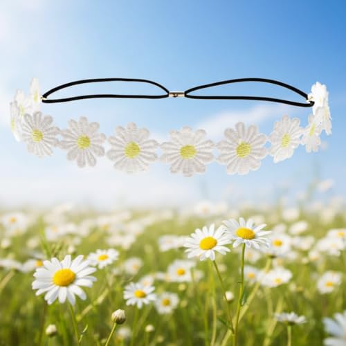 Boho Daisy and Sunflower Floral Crown Headband Hair Wreath for Weddings