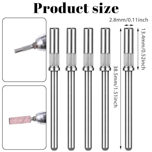 Eldraqth 6 Pcs Mini Mandrel Nail Drill Bits for Sanding Bands Stainless Steel