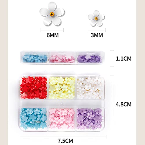 3D Acrylic Flower Nail Charms with Pearls and Rhinestones for DIY Nail Art