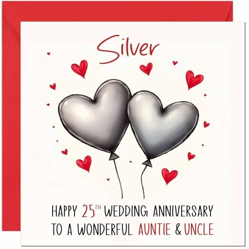 Silver Anniversary Card for Aunt and Uncle - Eco-Friendly Design