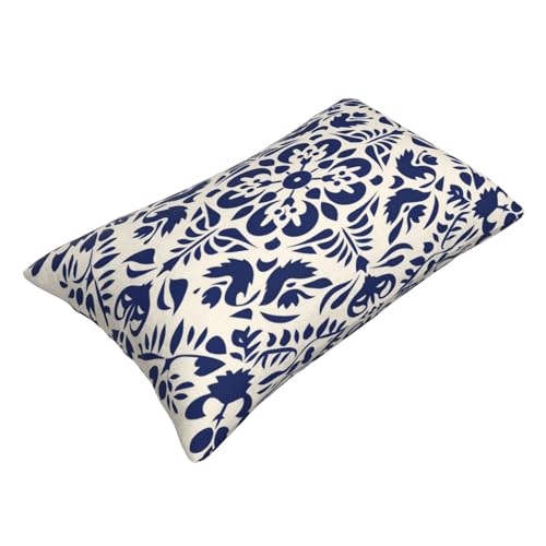 ZYNTIRAX Navy Blue Boho Throw Pillow Covers, 12x20 Inch Ethnic Lumbar Set of 2