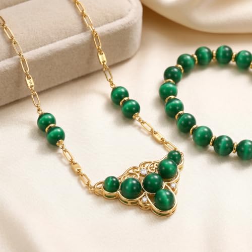 6mm Dark Green Cat Eye Stone Beads Bracelet for Jewelry Making