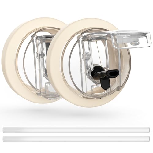 2 Pack - Zarler Upgraded Leakproof Silicone Replacement Lids for 40 oz Stanley Tumbler with 9.5" Straw and Dustproof Cover, Flip Straw Lids,Dual-Drink Stanley Cup Accessories (Beige)