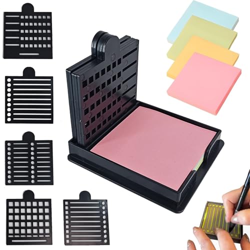 Dukaka Sticky Note Holder with 5 Stencils for 3x3 Inch Notes - Black